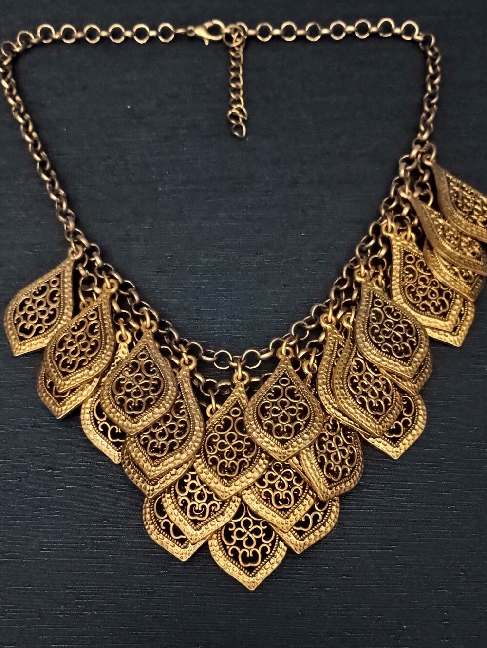 Gold Filigree Statement Necklace - Women Jewelry